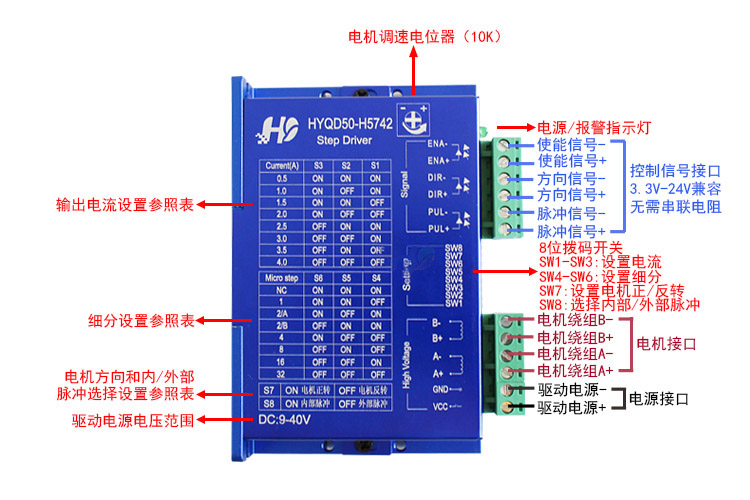 42/57步进电机驱动器 自发脉冲 驱动控制一体 QD50(图1)